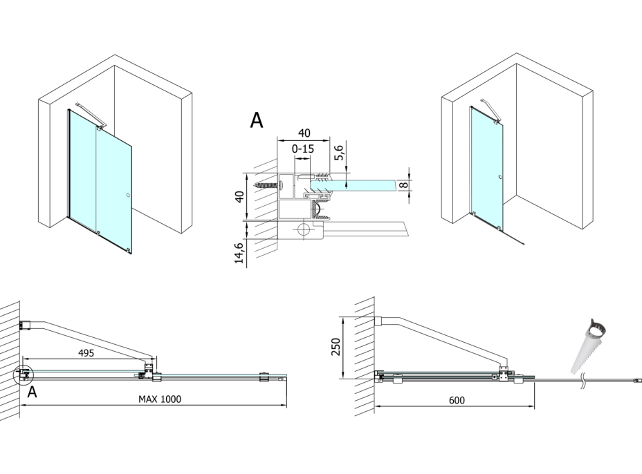 Polysan MODULAR SHOWER zástěna s pojezdy 1000 mm MS5-100