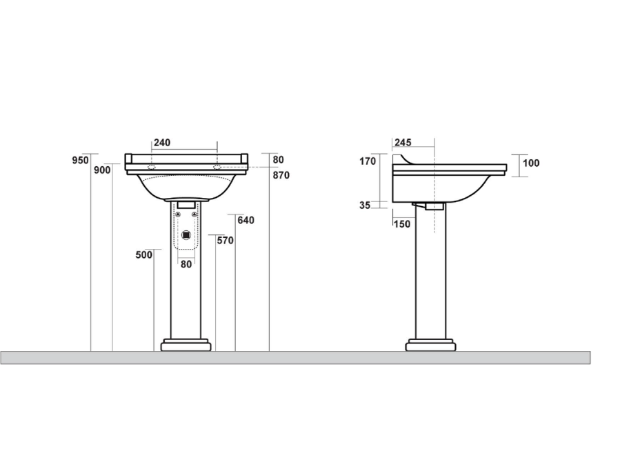 Kerasan WALDORF universální keramický sloup k umyvadlům 60, 80cm, černá mat 417031