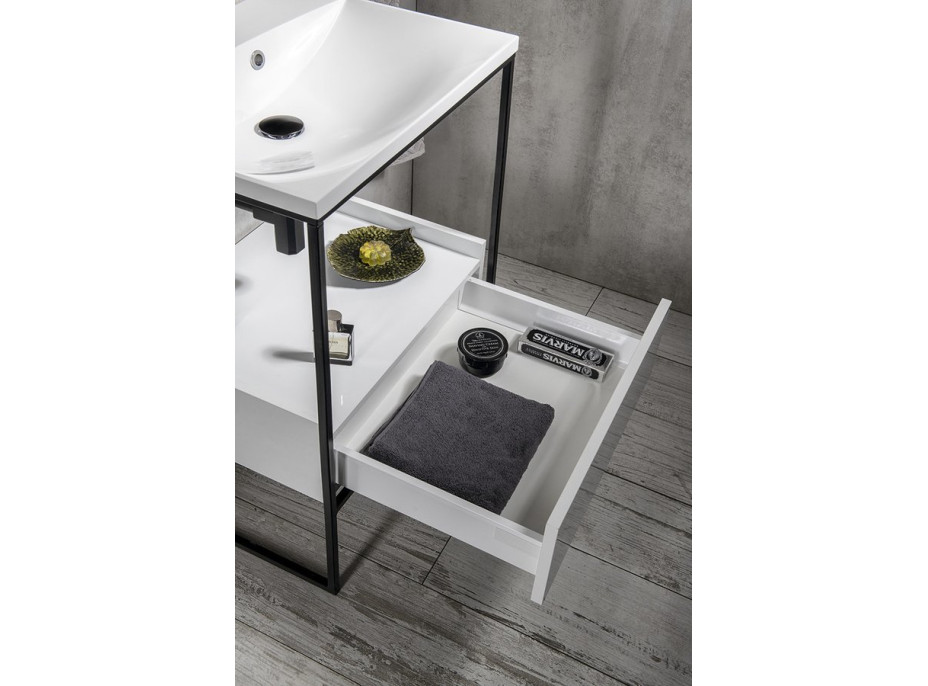 Sapho SKA konzole pod umyvadlo se zásuvkou 600x850x460mm, černá mat/bílá lesk SKA601