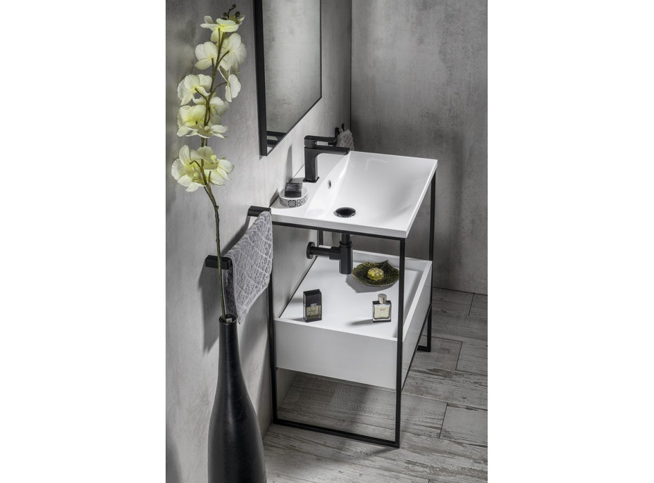 Sapho SKA konzole pod umyvadlo se zásuvkou 600x850x460mm, černá mat/bílá lesk SKA601