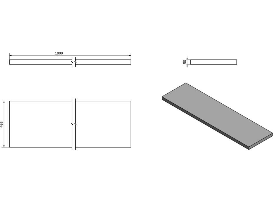 Sapho AVICE deska 180x50cm, old wood AV188