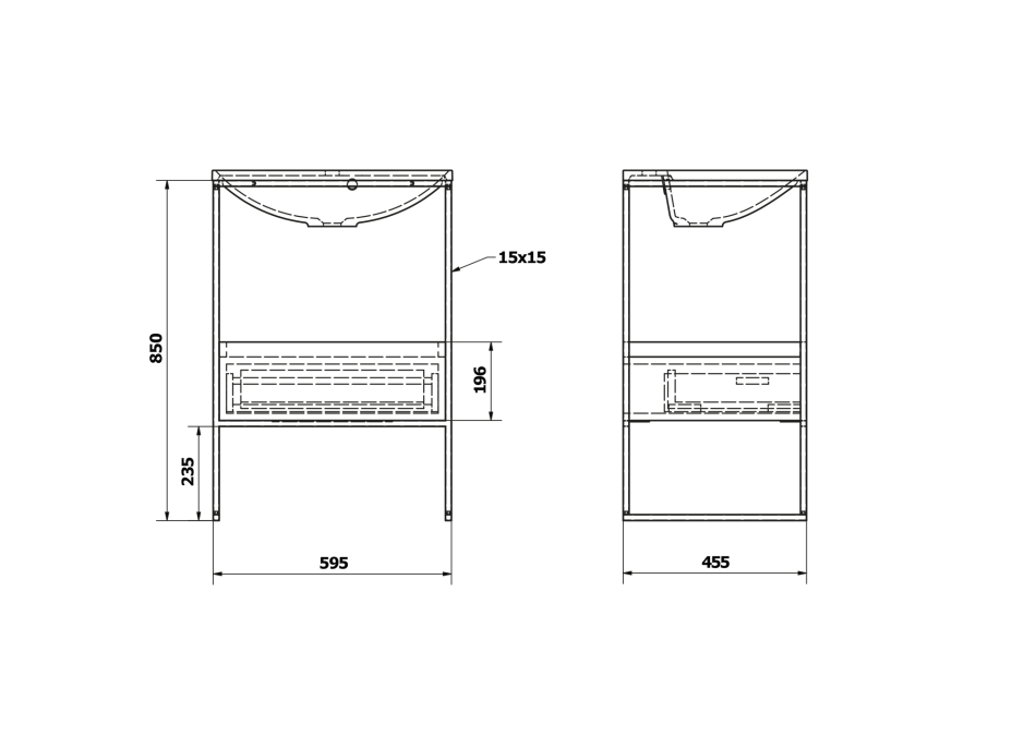 Sapho SKA konzole pod umyvadlo se zásuvkou 600x850x460mm, černá mat/bílá lesk SKA601
