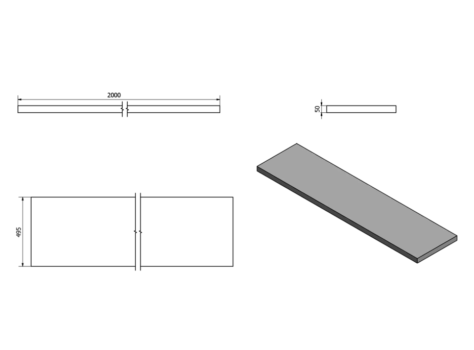 Sapho AVICE deska 200x50cm, dub Rover AV204