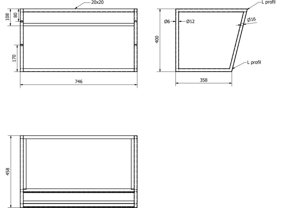 Sapho SKA konzole s policí 750x400x460mm, bílá mat SKA112