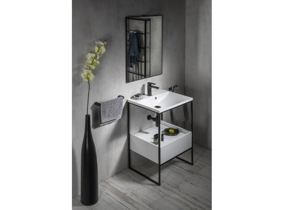 Sapho SKA konzole pod umyvadlo se zásuvkou 600x850x460mm, černá mat/bílá lesk SKA601