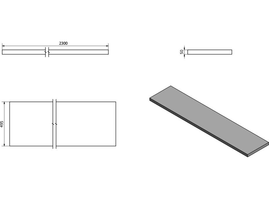 Sapho AVICE deska 230x50cm, dub Rover AV234