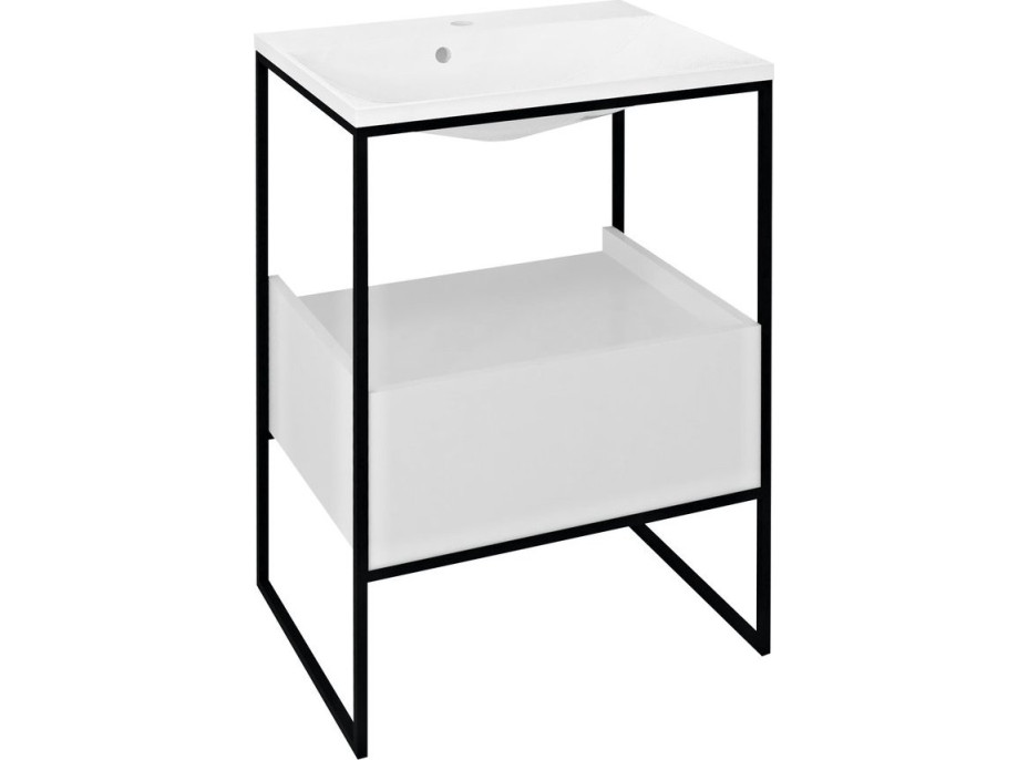 Sapho SKA konzole pod umyvadlo se zásuvkou 600x850x460mm, černá mat/bílá lesk SKA601