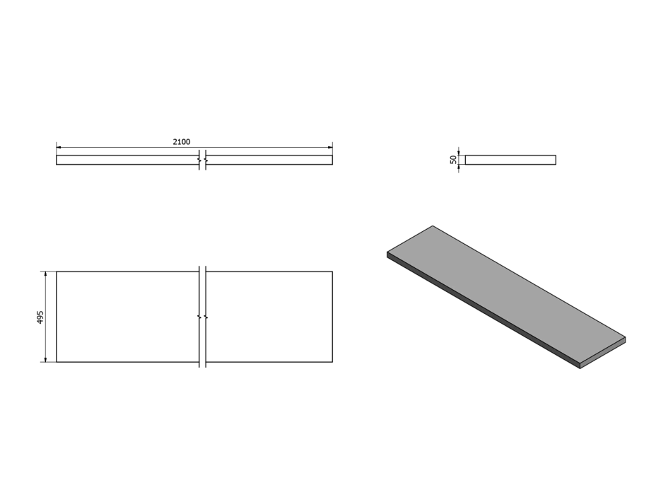 Sapho AVICE deska 210x50cm, dub Rover AV214