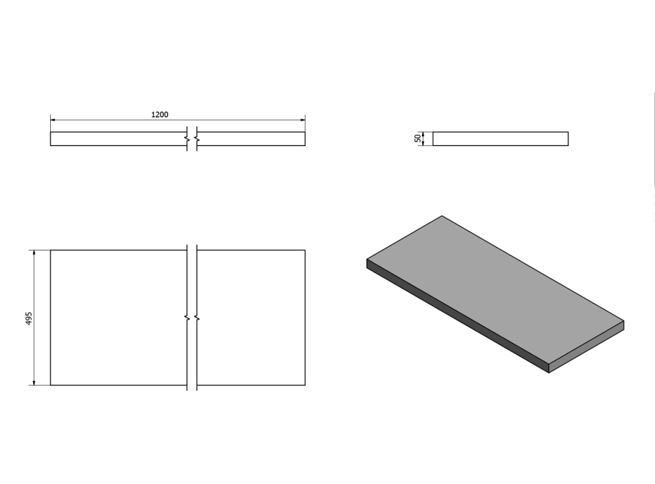 Sapho AVICE deska 120x50cm, cement AV127