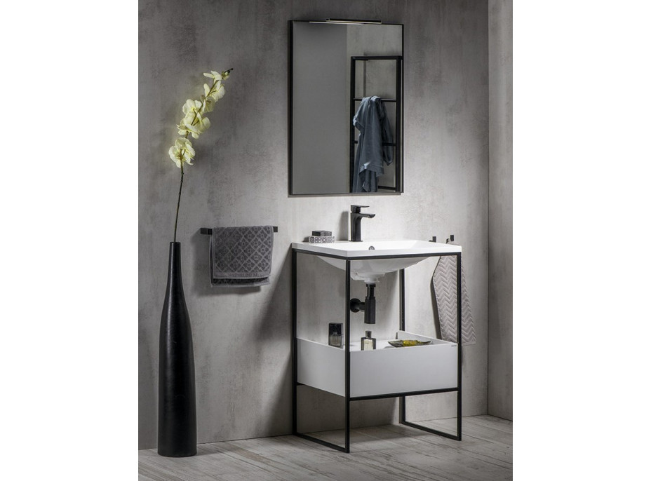 Sapho SKA konzole pod umyvadlo se zásuvkou 600x850x460mm, černá mat/bílá lesk SKA601