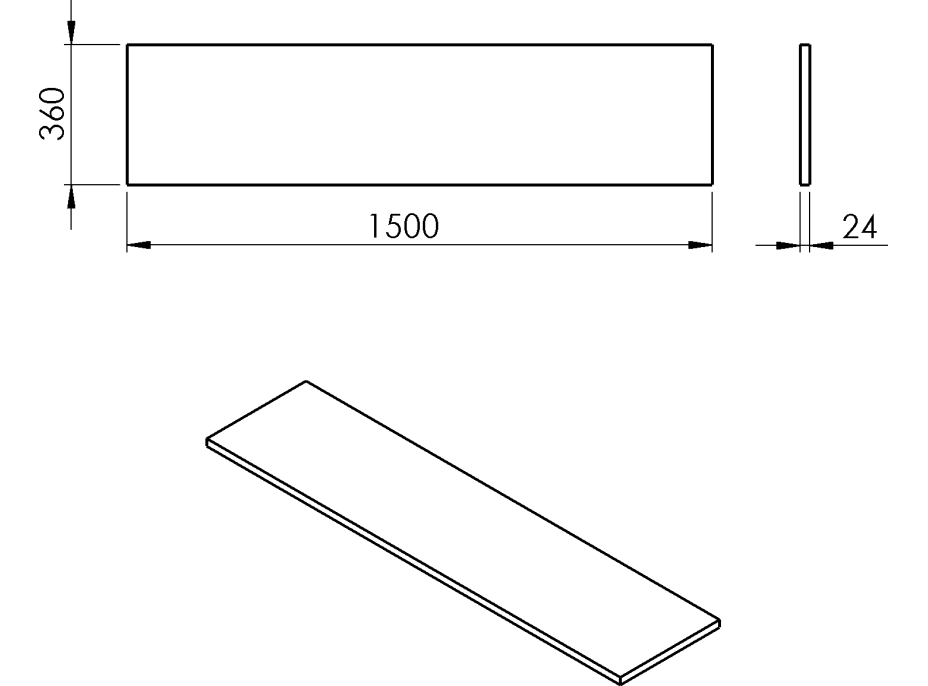 Sapho PLATO deska Rockstone 1500x24x360mm, bílá mat PL156-0101