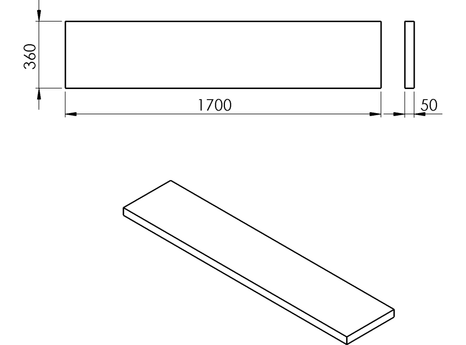 Sapho AVICE deska 170x36cm, dub Rover AV1764
