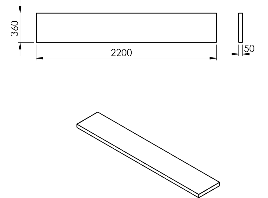 Sapho AVICE deska 220x36cm, cement AV2267