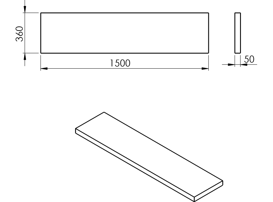 Sapho AVICE deska 150x36cm, aquamarine AV1566