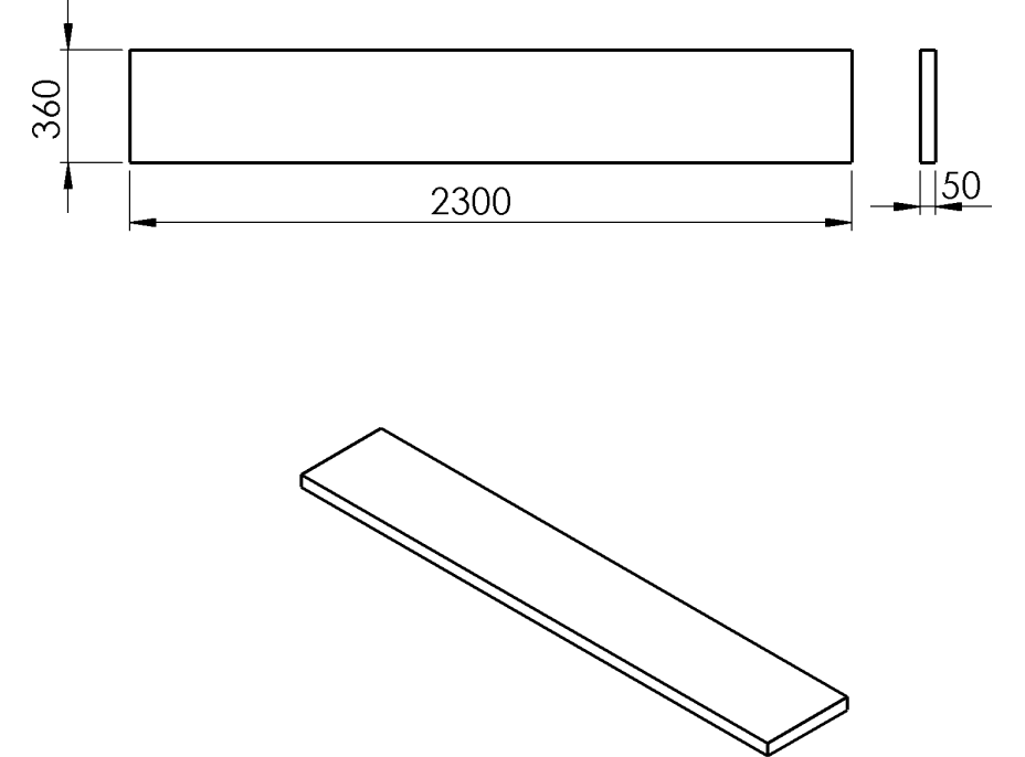 Sapho AVICE deska 230x36cm, dub tmavý AV23611