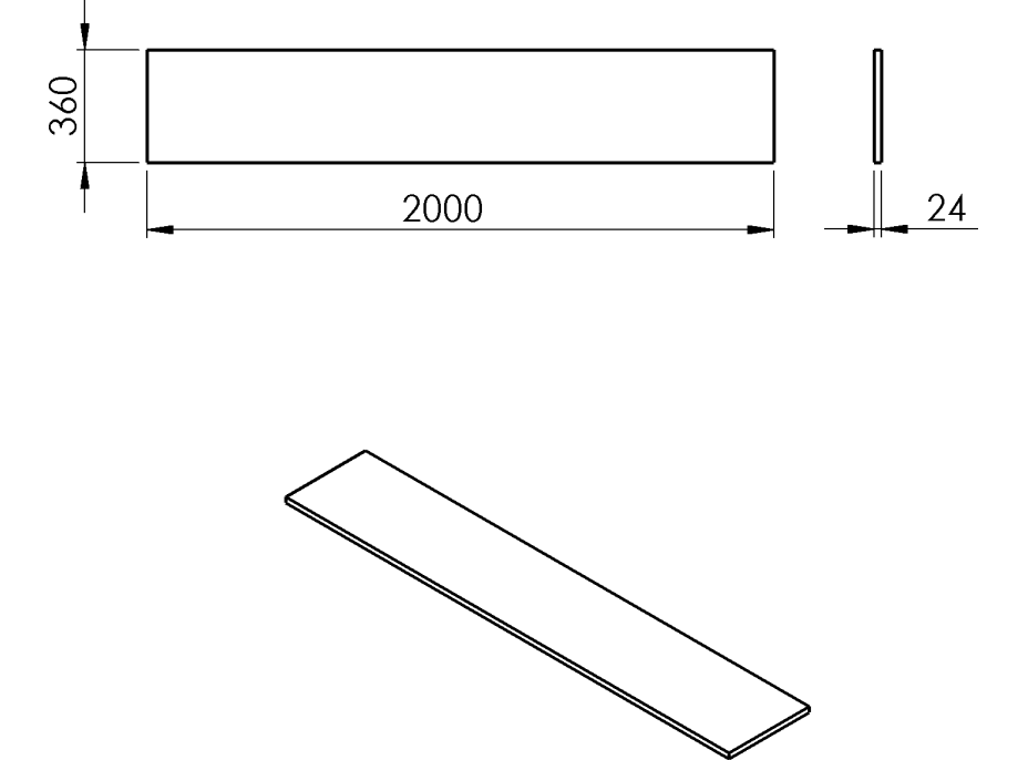 Sapho PLATO deska Rockstone 2000x24x360mm, bílá mat PL206-0101