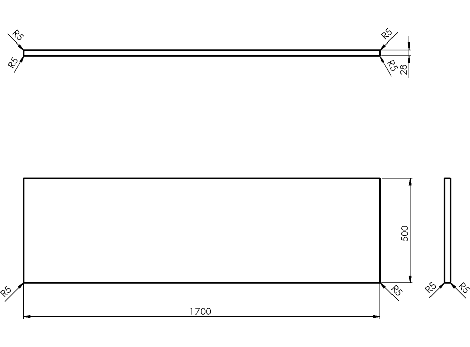 Sapho WOODY deska 1700x28x500mm, masiv přírodní dub WD170-70