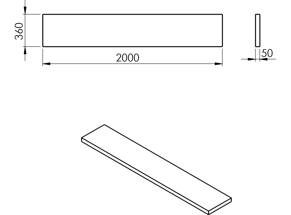 Sapho AVICE deska 200x36cm, aquamarine AV2066