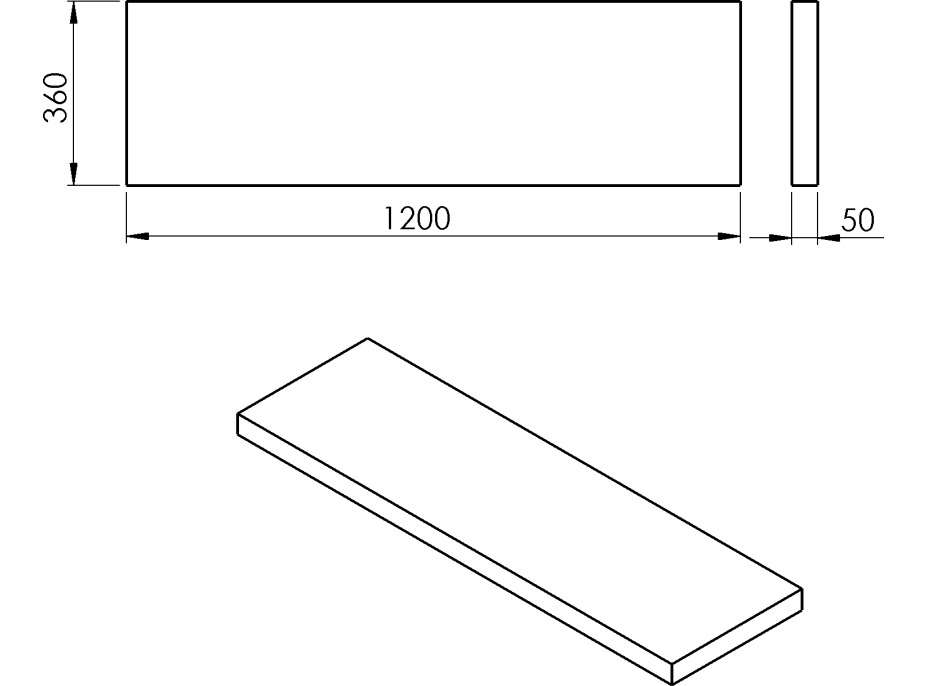 Sapho AVICE deska 120x36cm, dub starobílý AV1265