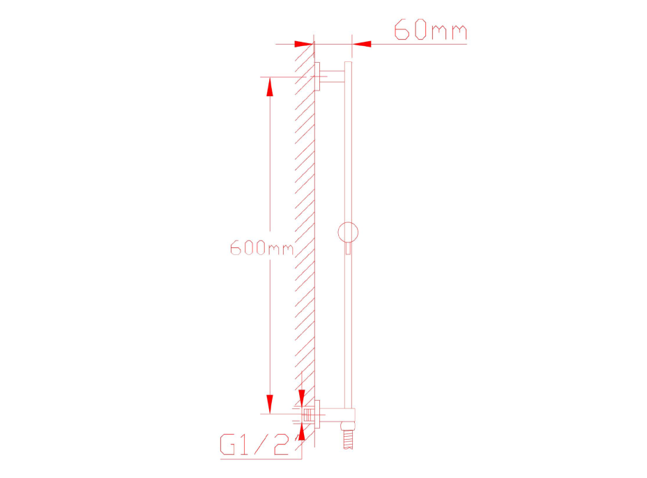 Sapho Sprchová tyč s vývodem vody, posuvný držák, 600mm, chrom 1202-04