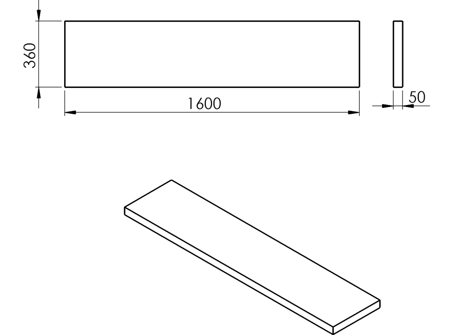 Sapho AVICE deska 160x36cm, cement AV1667