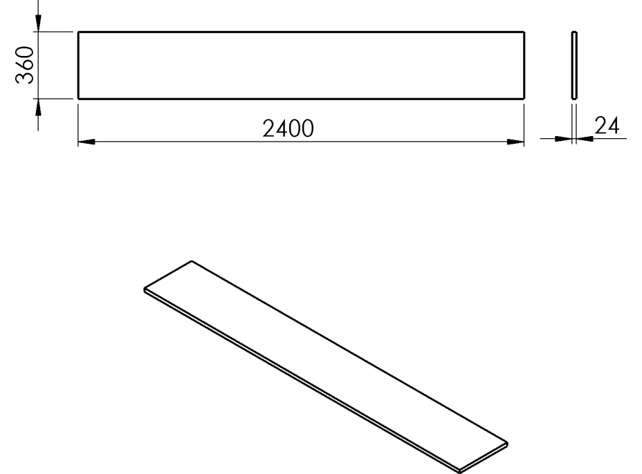 Sapho PLATO deska Rockstone 2400x24x360mm, bílá mat PL246-0101