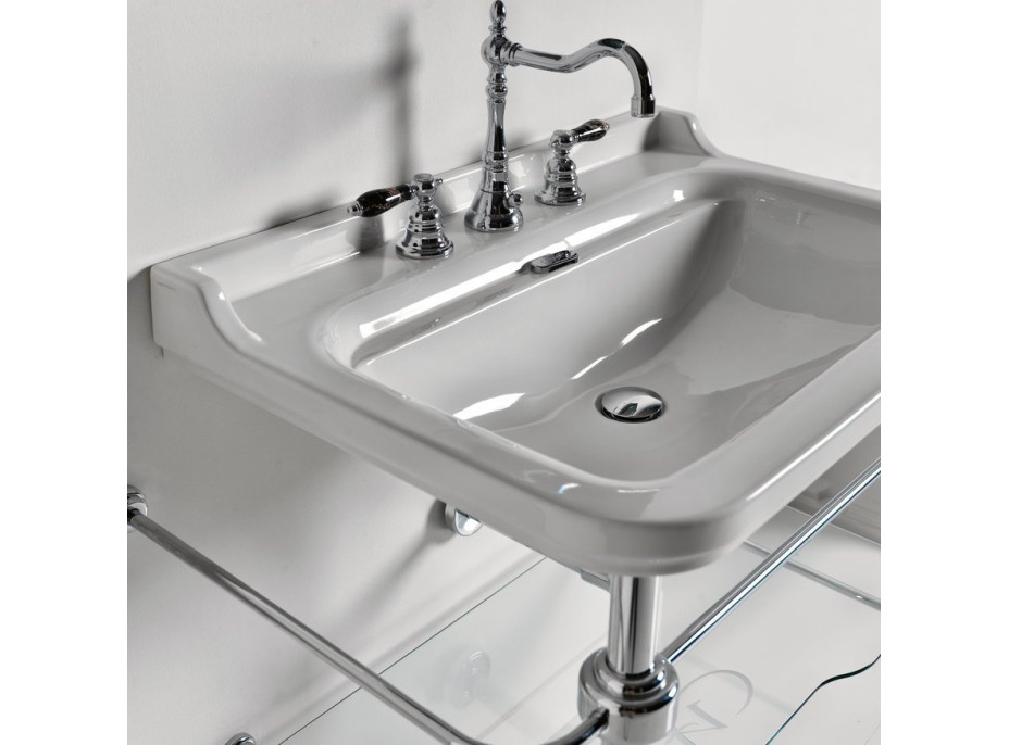 Kerasan WALDORF konstrukce pro umyvadlo 100cm se skleněnou poličkou, chrom 9196K1