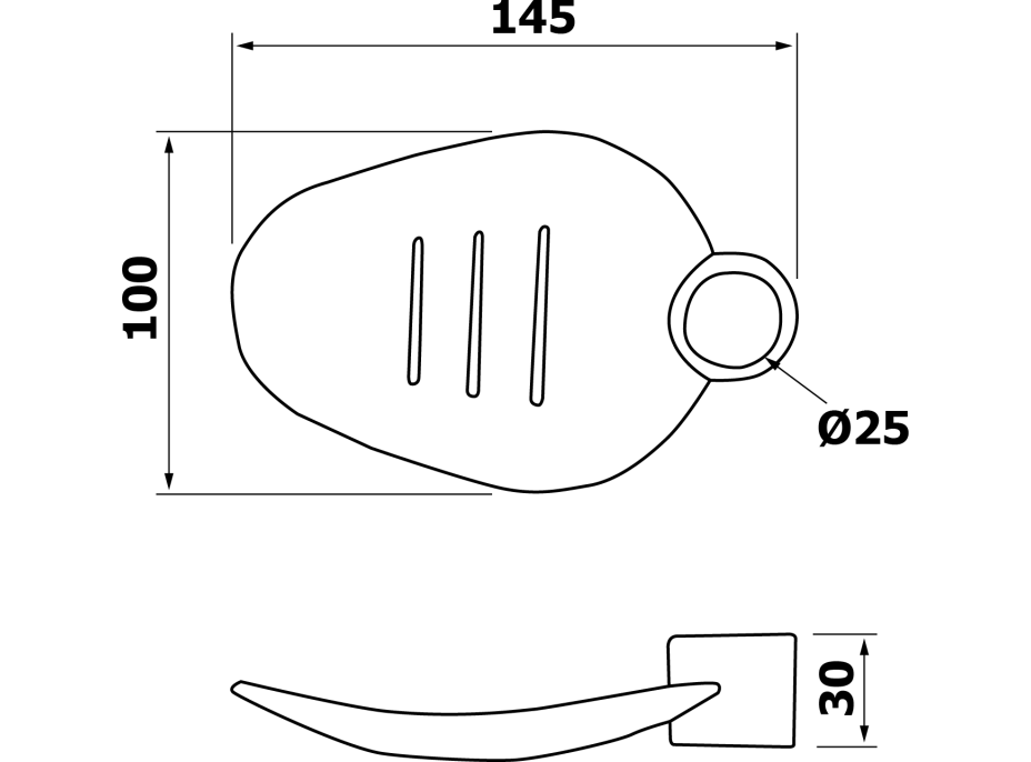 Aqualine Mýdlenka pro sprchovou tyč 25mm, plast 11447