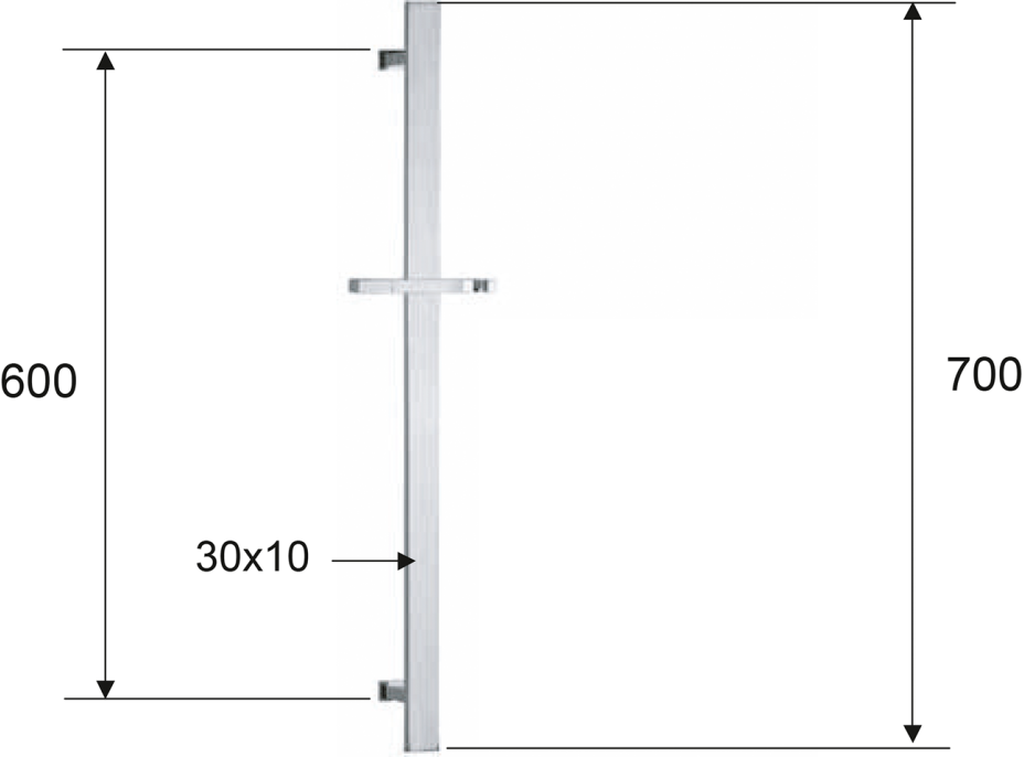 Sapho Sprchová tyč, posuvný držák, hranatá, 700 mm, černá mat SC415