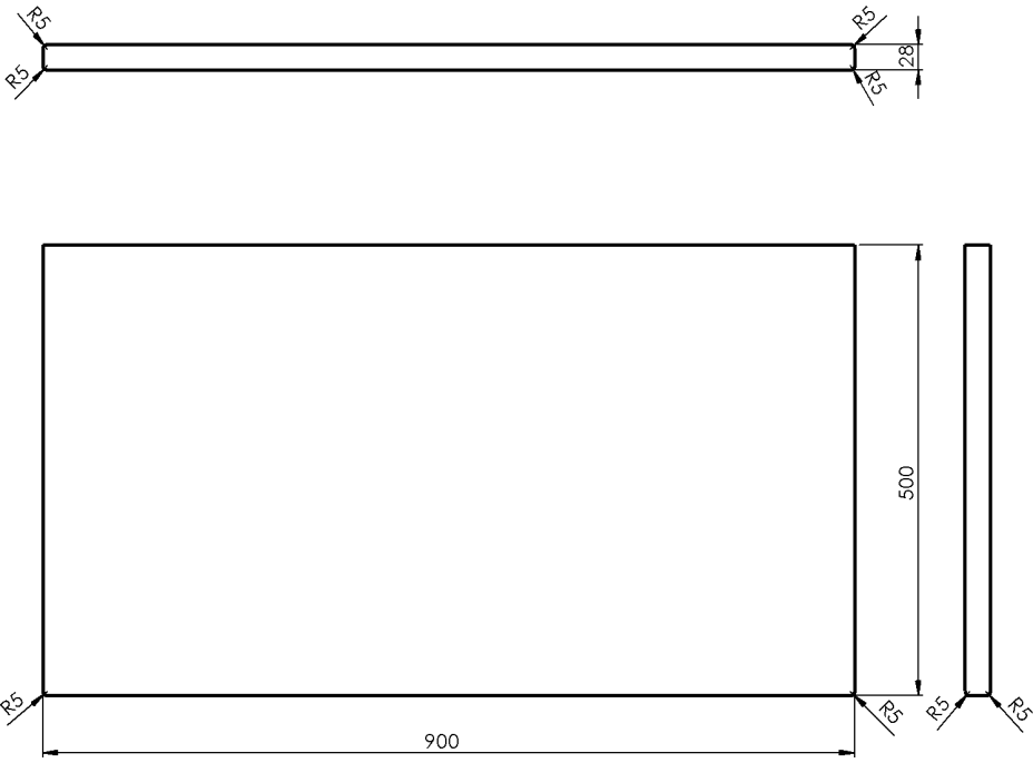 Sapho WOODY deska 900x28x500mm, masiv přírodní dub WD090-70