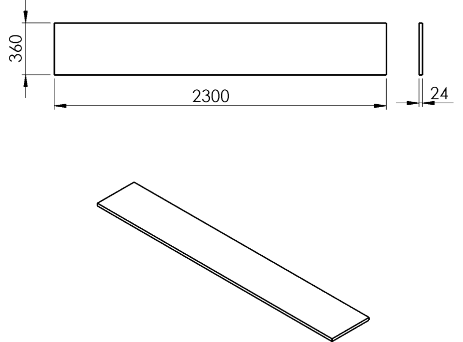 Sapho PLATO deska Rockstone 2300x24x360mm, bílá mat PL236-0101