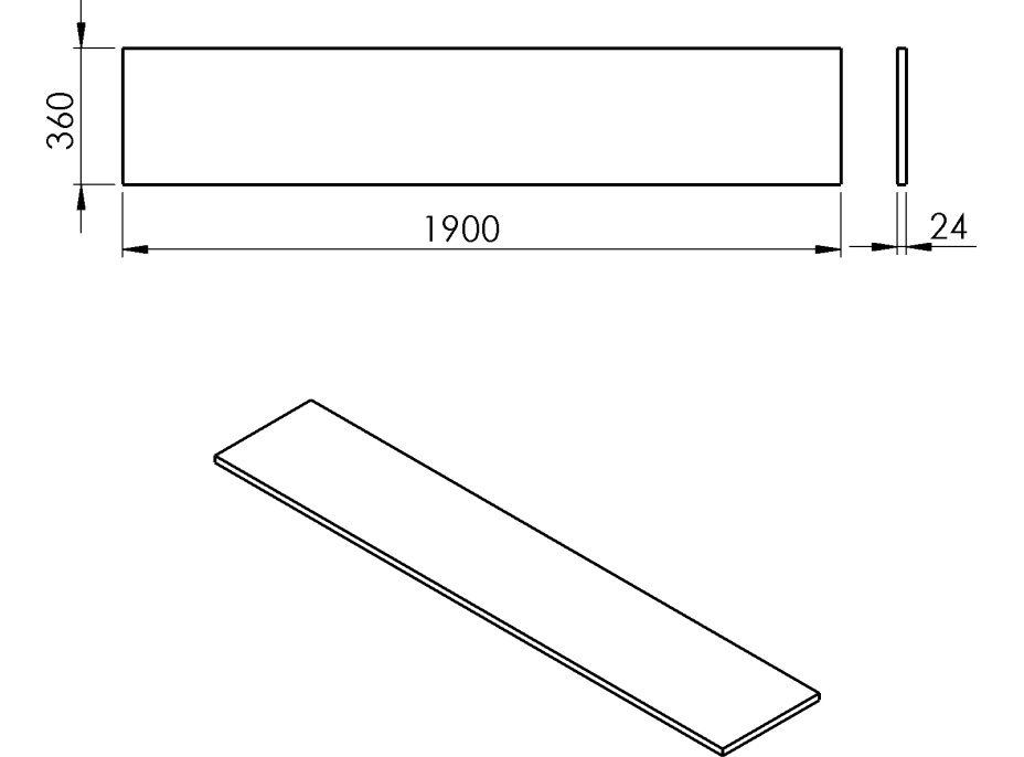 Sapho PLATO deska Rockstone 1900x24x360mm, bílá mat PL196-0101