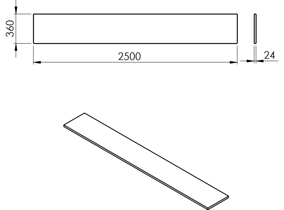 Sapho PLATO deska Rockstone 2500x24x360mm, bílá mat PL256-0101