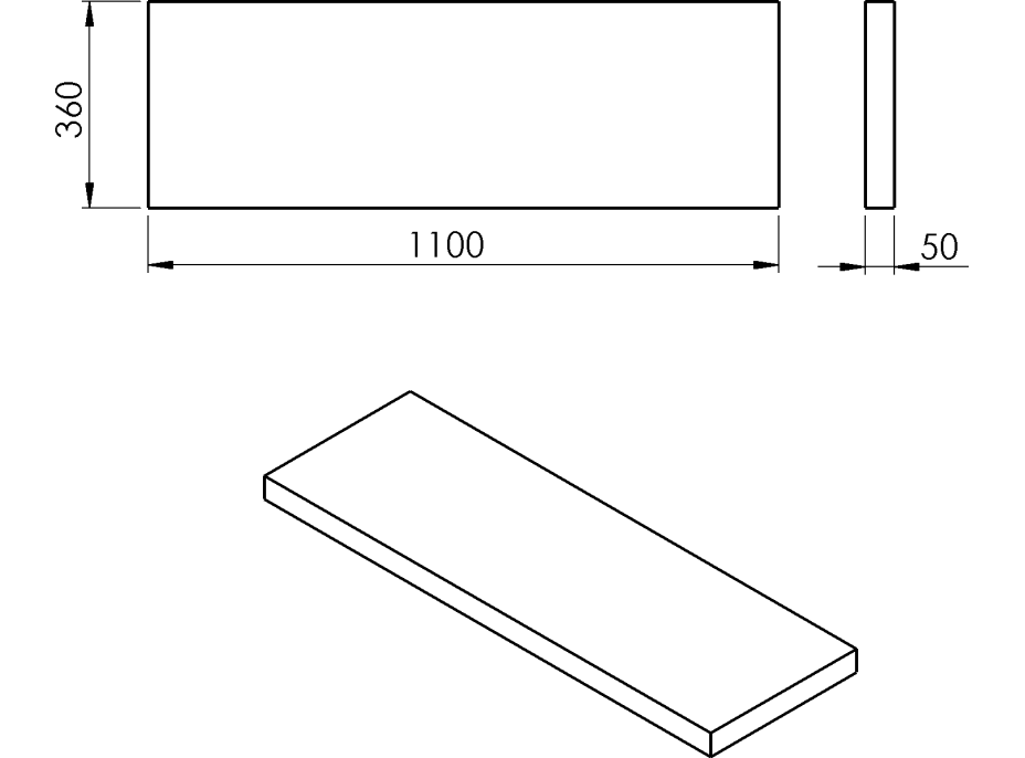 Sapho AVICE deska 110x36cm, aquamarine AV1166