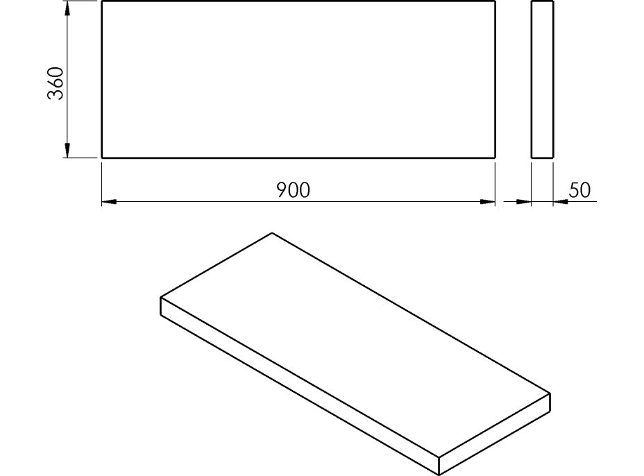 Sapho AVICE deska 90x36cm, cement AV0967