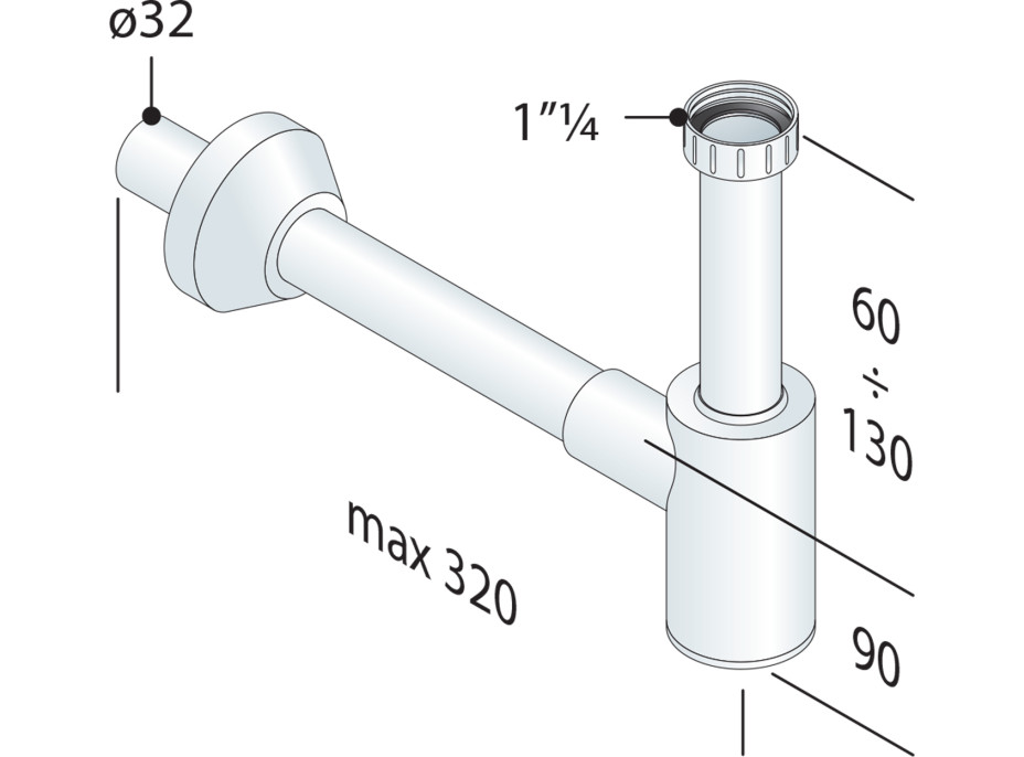 Bruckner CRONO umyvadlový sifon 5/4", odpad 32mm, bílá 151.108.0