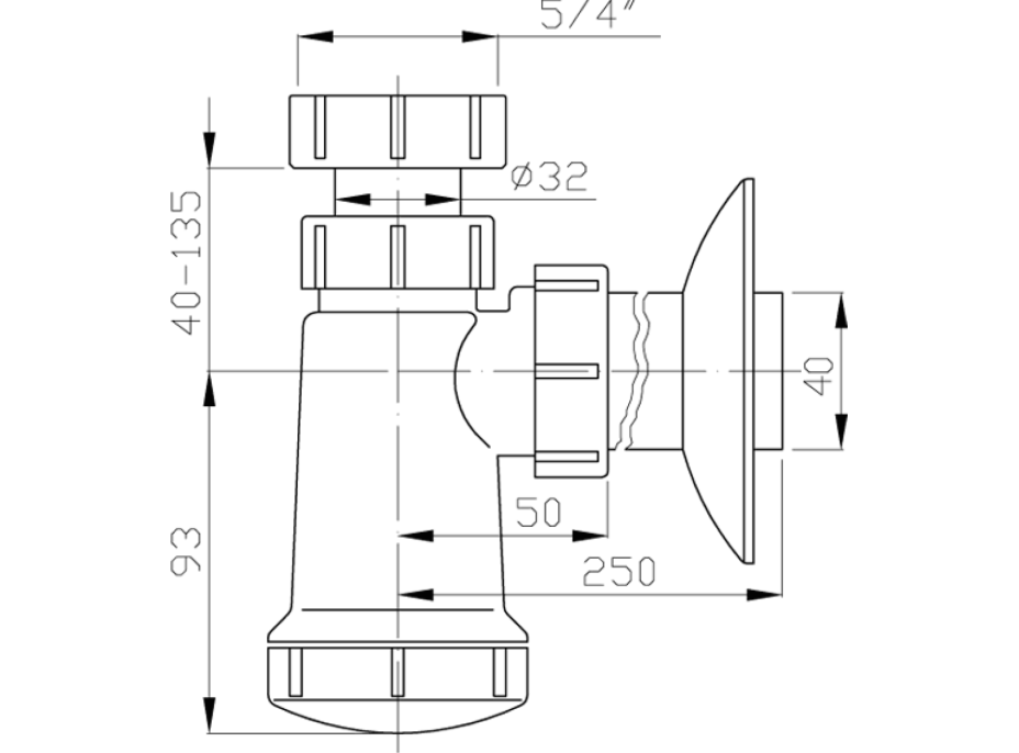 Bruckner Umyvadlový sifon 5/4", DN40, bílá 151.109.0