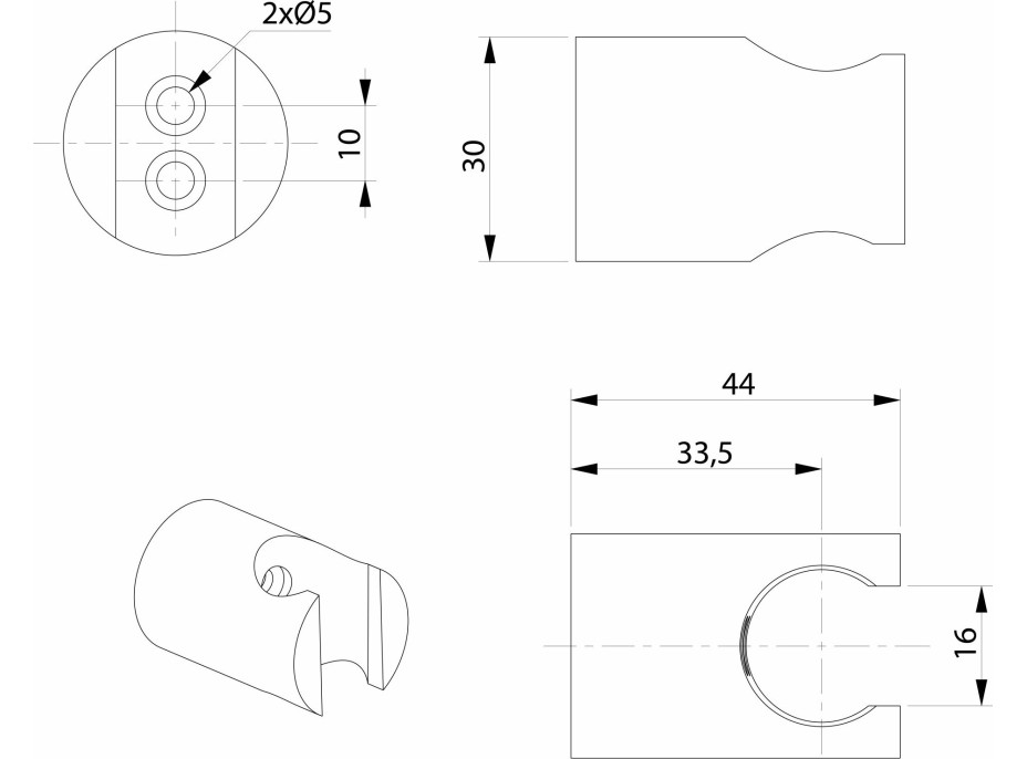 Sapho Držák sprchy kulatý, pevný, zlato mat 1205-15GB