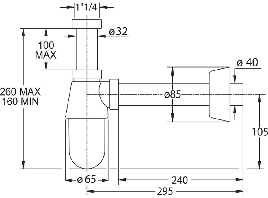 Bonomini THERMOTRAP umyvadlový sifon, 5/4", odpad 40 mm, ABS/chrom 0570EC23K7
