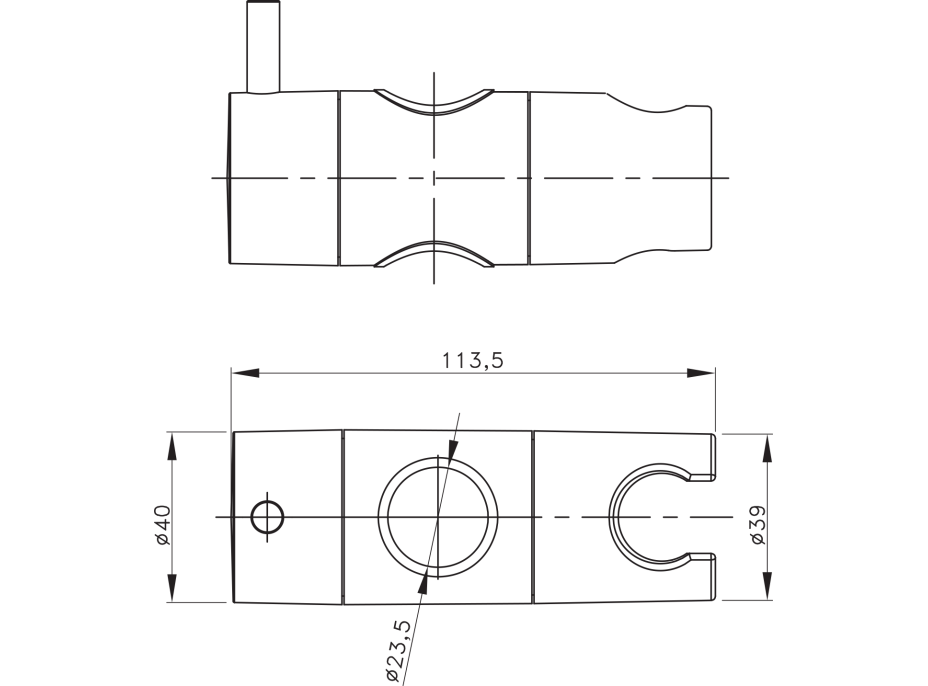 Sapho Držák pro sprchovou tyč 23mm, ABS/černá mat NDKJ639