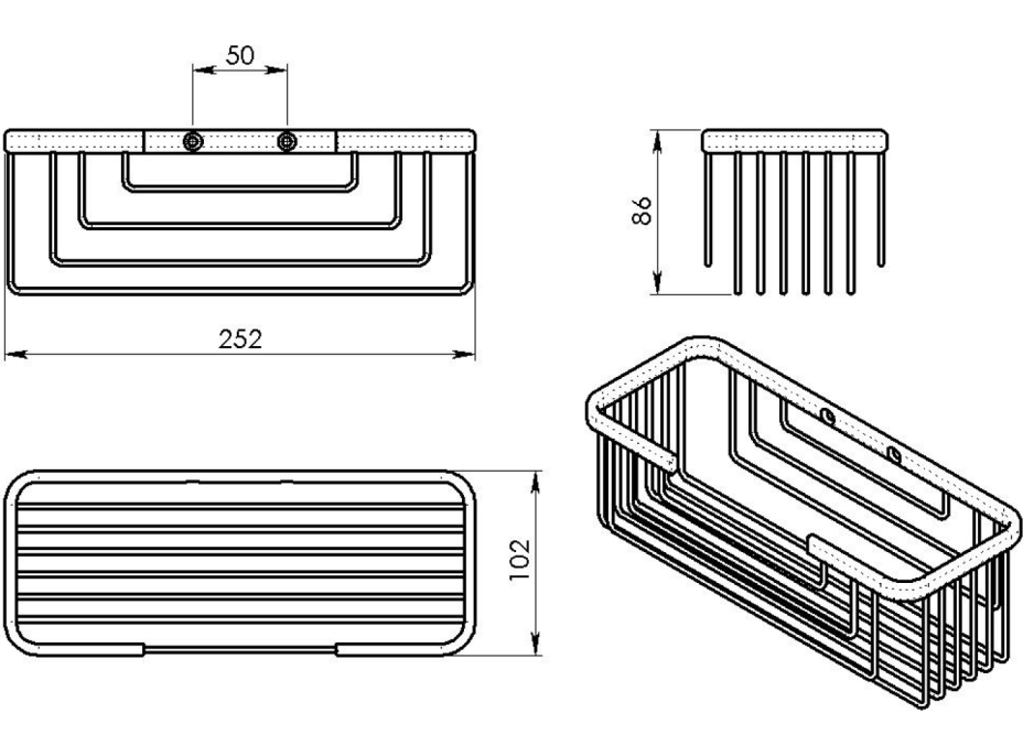 Gedy SMART police, 252x86x102mm, černá mat 2419-14