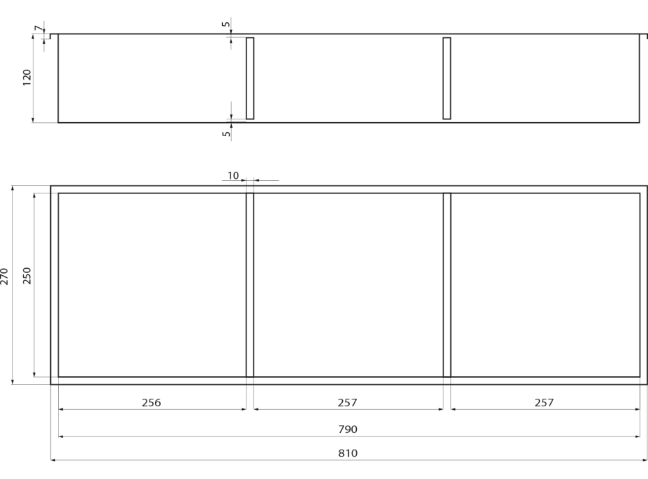 Polysan INSERTA zapuštěná police do obkladu, 270x810 mm, nerez, antracit 1301-27B