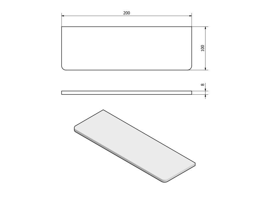 Sapho Police 200x100x8mm, čiré sklo 23478