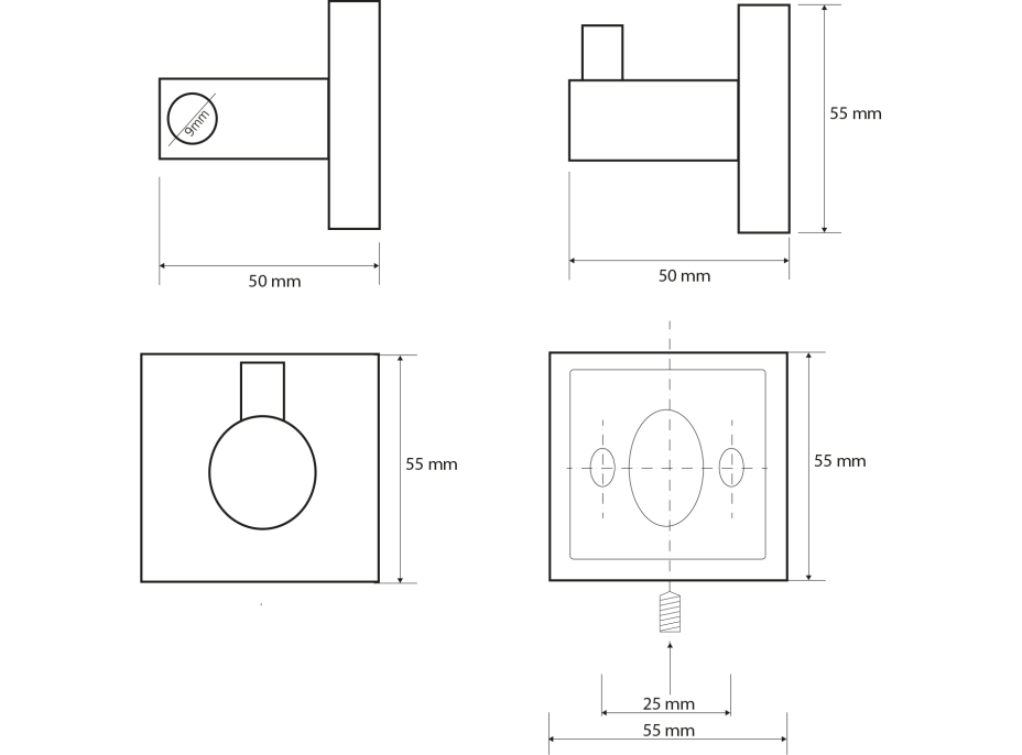 Sapho X-SQUARE háček, chrom XQ203