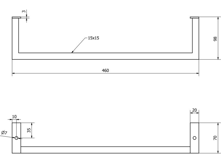 Sapho HANG držák ručníků pod umyvadlo 460x98mm, černá mat HG460