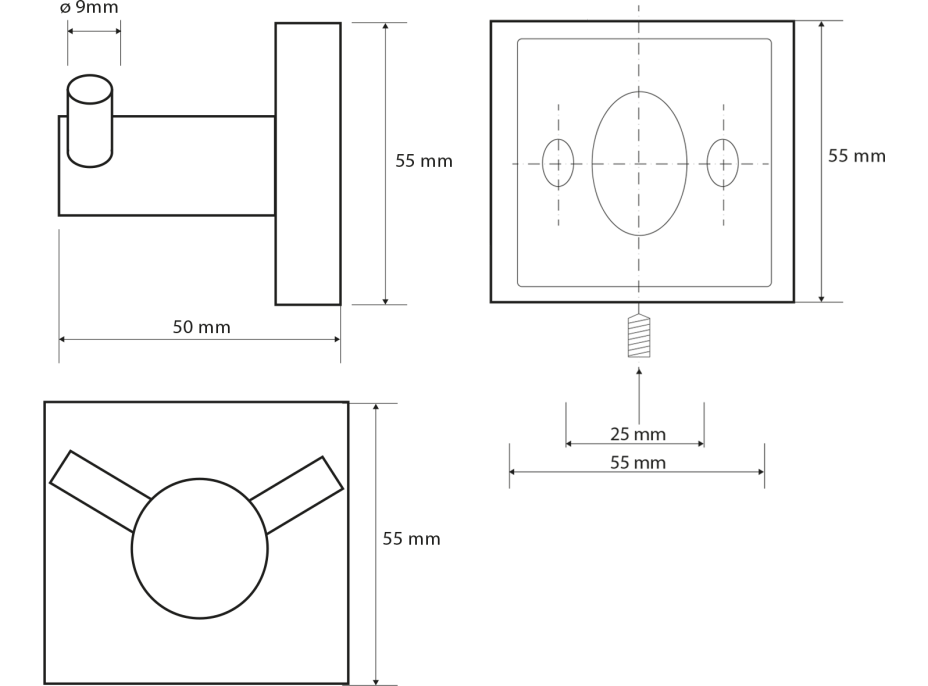 Sapho X-SQUARE dvojháček, chrom XQ201