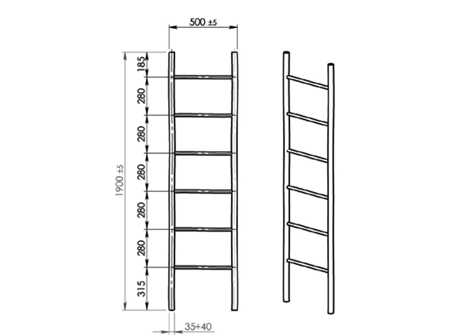 Gedy BAMBUS sušák ručníků 500x1900x40mm, bambus 1031