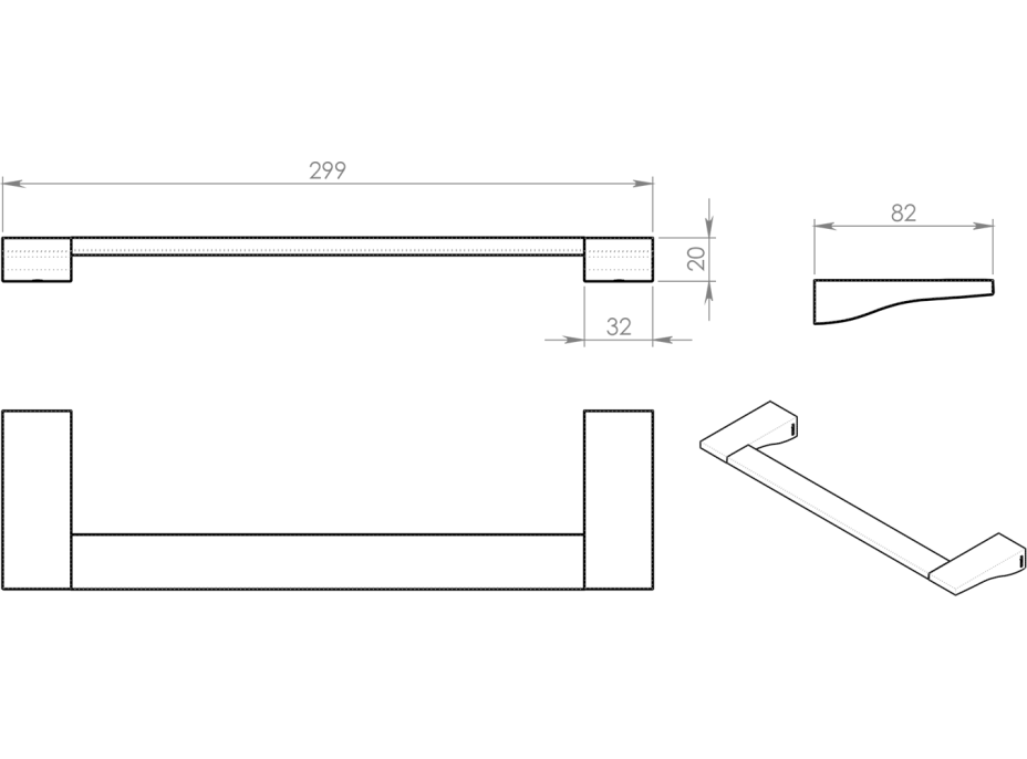 Gedy GLAMOUR držák ručníků 300x82mm, chrom 572130