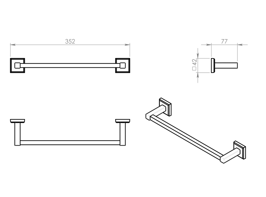 Gedy COLORADO držák ručníků 350x80mm, chrom 692135