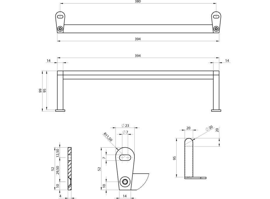 GSI KUBE X držák ručníků 45cm, pro umyvadlo 9485, chrom PAKUBEX45